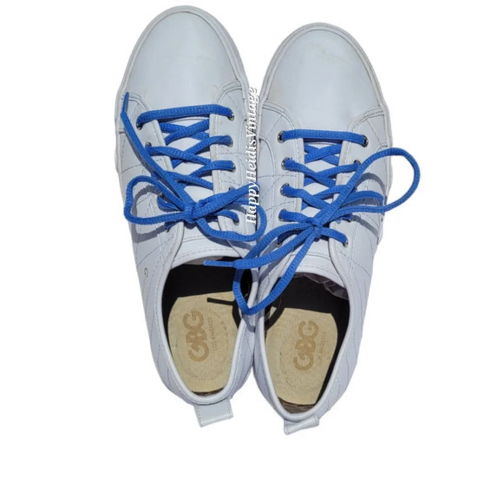 GBG Los Angeles White Ggorfin Quilted‎ Sneakers Blue Laces G by Guess